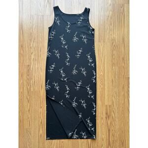 90's Sleeveless Black Floral Maxi Dress